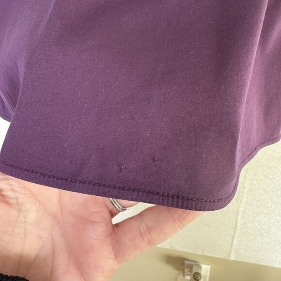Lafayette 148 New York Dannell Eggplant Button Down Stretch Hi Low  Blouse 2 - Picture 6 of 7